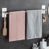 JS Handtuchhalter selbstklebend Handtuchstange ohne Bohren EdelstahlGeschirrtuchhalter mit 2 Haken Badezimmer…