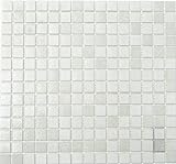 Mosaik Quadrat mix weiß Glasmosaik mit Effekt Spots Fliesenspiegel, Mosaikstein Format: 20x20x4 mm,…