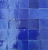 20Stk. Zelliges 10x10x1,2cm marokkanische Fliesen - Handarbeit (nachtblau)
