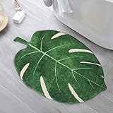 HAOCOO Teppiche, 60x90 cm, Blätter, Samt, Grün, rutschfest, weich, Badezimmerteppich, luxuriöse Mikrofaser,…