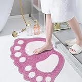 Niedlicher Badteppich, rutschfest, wasserabsorbierend, rosa, große Füße, schnell trocknend, weiche Mikrofaser,…
