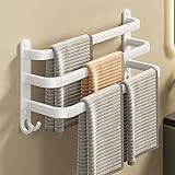 FUYAO Handtuchhalter Aluminium Handtuchregal Ohne Bohren, 3-Stöckig Handtuchstange Mit Haken, Wasserdicht…