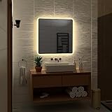 Alasta Spiegel | Osaka Badspiegel 70x70cm mit LED Beleuchtung | LED Farbe Weiß Warm | Wandspiegel mit…