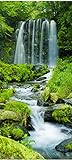 wandmotiv24 Türtapete Wasserfall im Dschungel, Wald, Wasser 100 x 200cm (B x H) - Papier Sticker für Türen, Tür-Bilder, Aufkleber, Deko Wohnung modern M1122