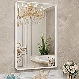 LOAAO 61 x 91 cm weißer Badezimmerspiegel mit Metallrahmen für Wand, weißer Badezimmer-Schminkspiegel,…