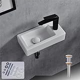 Davivy 37.8x18.9 cm kleines Badezimmer-Waschbecken mit Pop-Up-Ablauf, Badezimmer-Eckspüle, Wandmontage,…