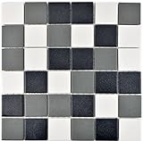 Mosaik Fliese Keramik schwarz weiß metall für BODEN WAND BAD WC DUSCHE KÜCHE FLIESENSPIEGEL THEKENVERKLEIDUNG…