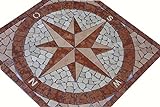 FVLFIL Mosaikfliesen Naturstein Rosone 60x60 cm Windrose Kompass Marmor Mosaik Einleger Rosso Verona…