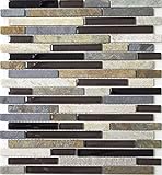 Mosaik Fliese Transluzent beige braun grau schwarz Verbund Glasmosaik Crystal Stein für WAND BAD WC DUSCHE KÜCHE FLIESENSPIEGEL THEKENVERKLEIDUNG BADEWANNENVERKLEIDUNG Mosaikmatte Mosaikplatte