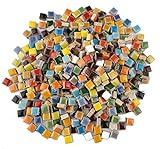 Lanyani Bunte Keramik-Mosaikfliesen zum Basteln, 1,27 cm quadratische, glasierte Porzellan-Fliesen für…