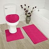 Elegant Home Goods Einfarbiges 3-teiliges Badezimmerteppich-Set, Badematte, Konturmatte und Deckelbezug,…