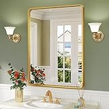 Brightify Goldfarbener Badezimmerspiegel für die Wand, 61 x 91,4 cm, rechteckig, goldener Metallrahmen,…