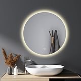HY-RWML Spiegel Beleuchtung Rund 60cm Runder Wandspiegel Touch Schalter 3 Lichtfarbe LED Badspiegel…