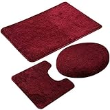 Homieco European Style Badmatten Set 3 Stück rutschfeste Badematte Teppich, einfarbiger U-förmiger Teppich…