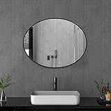 Goezes Schwarz Oval Spiegel 60x80cm groß Rund Wandspiegel Badezimmerspiegel Metallrahmen Badspiegel…