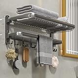 FOUTLQ Handtuchhalter für Badezimmer, zur Wandmontage, mit Handtuchstange und Haken, 61 cm, faltbares…