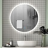 LED Badspiegel rund 60 cm Touch Beschlagfrei Wandspiegel mit Beleuchtung Lichtspiegel Alpha Serie