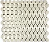 Mosaik Fliesen Mosaikfliesen Keramikmosaik Keramik Kachel weiß Hexagon hellbeige unglasiert