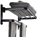 BOZWELL BZ105-A Badezimmer-Handtuchhalter mit Handtuchhalter, matt, Wandhalterung, Schwarz, 50,8 cm