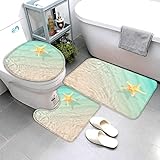 AOLIGL 3-Teiliges Badvorleger-Set Duschmatte + Kontur Matte + WC-Deckelbezug,rutschfeste Badvorleger…