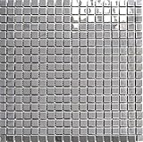 Edelstahl Mosaik Fliese silber glänzend Fliesenspiegel Küchenwand MOS129-15G