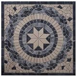 Antikmarmor Rosone 66x66 cm Windrose Mosaik Fliesen Naturstein Grau Creme EM3
