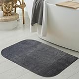 Waschbarer Designer Badezimmer Teppich mit runden Ecken – weich – anthrazit, 60x100 cm