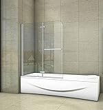 Aica Sanitär Badewannenaufsatz Duschabtrennung 100cm Duschwand 6mm Nano Dusche 2-tlg für Badewanne Höhe…