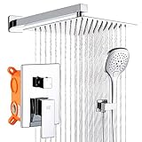 POP Duschsystem poliertes Chrom Badezimmer Regendusche Wasserhahn Set Komplett Wandmontage 30,5 cm Duschkopf…