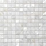 Perlmutt Mosaik Fliesen Fluss Bett natur Pearl Shell Mosaik Quadratisch Weiß 20 mm