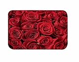 A.Monamour Badematten Badteppiche Badvorleger Romantische Rote Rosenblumen Blumenmuster Hintergründe…