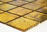 Mosaik Quadrat Crystal uni gold Struktur Glasmosaik Transluzent Transparent 3D, Mosaikstein Format:…