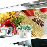 Küchenrückwand Pasta Love Premium Hart-PVC 0,4 mm selbstklebend - Direkt auf die Fliesen, Größe:Materialprobe…