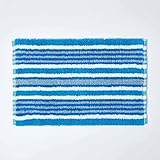 Homescapes waschbare Badematte, handgewebt aus 100% Baumwolle, 40 x 60 cm, Duschvorleger, blau-schwarz-weiß…