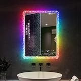 Lvifur Badezimmerspiegel mit Beleuchtung, 60 × 80 cm LED Badspiegel Spiegel Bad Touch-Schalter Dimmbar…