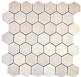 Marmor Mosaik Fliese Naturstein beige creme vanille Hexagon Fliesenspiegel Wandfliese Bad - MOS42-1212