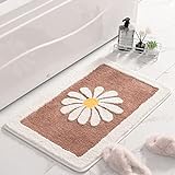 Dorruger Badezimmerteppich-Matte, weiße Blume, Badteppiche, flauschig, weich, superfeine Faserteppiche,…