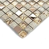 Hominter 11 Blatt grau und rosegold Küche Backsplash, Glas und Edelstahl Mosaik Fliesen Stein und Metall…