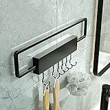 Handtuchhalter Ohne Bohren, 37cm Handtuchstange Selbstklebend klappbar mit 6 Haken für Bad Küche Toilette…