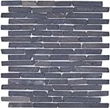 Mosaik Marmor Naturstein schwarz anthrazit Brick Verbund Stäbchen Spritzschutz Fliesenspiegel Küche…