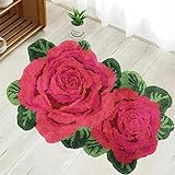 USTIDE Rose Red Teppich, Shaggy Badezimmerteppich, Plüsch, wasserabsorbierend, Teppich für Badezimmer,…