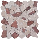 Mosaik Bruch/Ciot mix Rosso Verona/Botticino Marmor Naturstein Küche, Mosaikstein Format: 15-69x8 mm,…