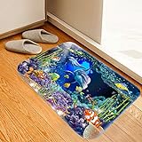 Underwater World Badezimmerteppich und Fußmatte, Delfin-Druck, 17 mm dick, Memory-Schaum, rutschfest,…