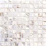 Perlmutt Mosaik Muschelmosaik weiss beige Duschwand Dusche MOS150-SM2525