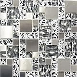 Mosaik-Netzwerk MosaikflieseKombination Crystal/Stahl mix schwarz struktur Glasmosaik Transluzent Transparent…