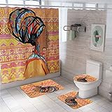 Enhome 4-teiliges Badvorleger-Set Duschmatte + Kontur Matte + WC-Deckelbezug + Duschvorhang, rutschfeste…