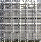 Mosaik Fliese Edelstahl silber silber Stahl glänzend für WAND BAD WC KÜCHE FLIESENSPIEGEL THEKENVERKLEIDUNG…
