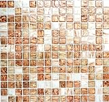 Mosaik Quadrat mix Goldstar klar/weiß/bronze Glas changierend Effekt italienischer Stil Fliesenspiegel,…