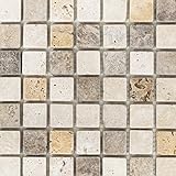 Mosaik Fliese Travertin Naturstein beige braun Travertin tumbled für BODEN WAND BAD WC DUSCHE KÜCHE…