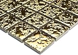 Mosaik Quadrat uni gold gehämmert Keramik, Mosaikstein Format: 25x25x6 mm, Mattengröße: 60 x 100 mm,…